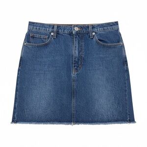Women’s Blue Denim Mini Skirt with Raw Hem